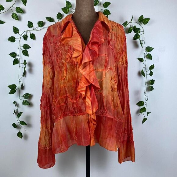 Source Unknown Tops - Unbranded Women's Orange and Red Blouse